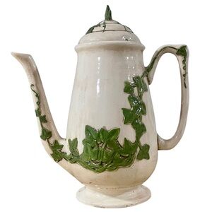 Vintage Duncan Enterprises 1980 Cream Ceramic Teapot Trailing Ivy